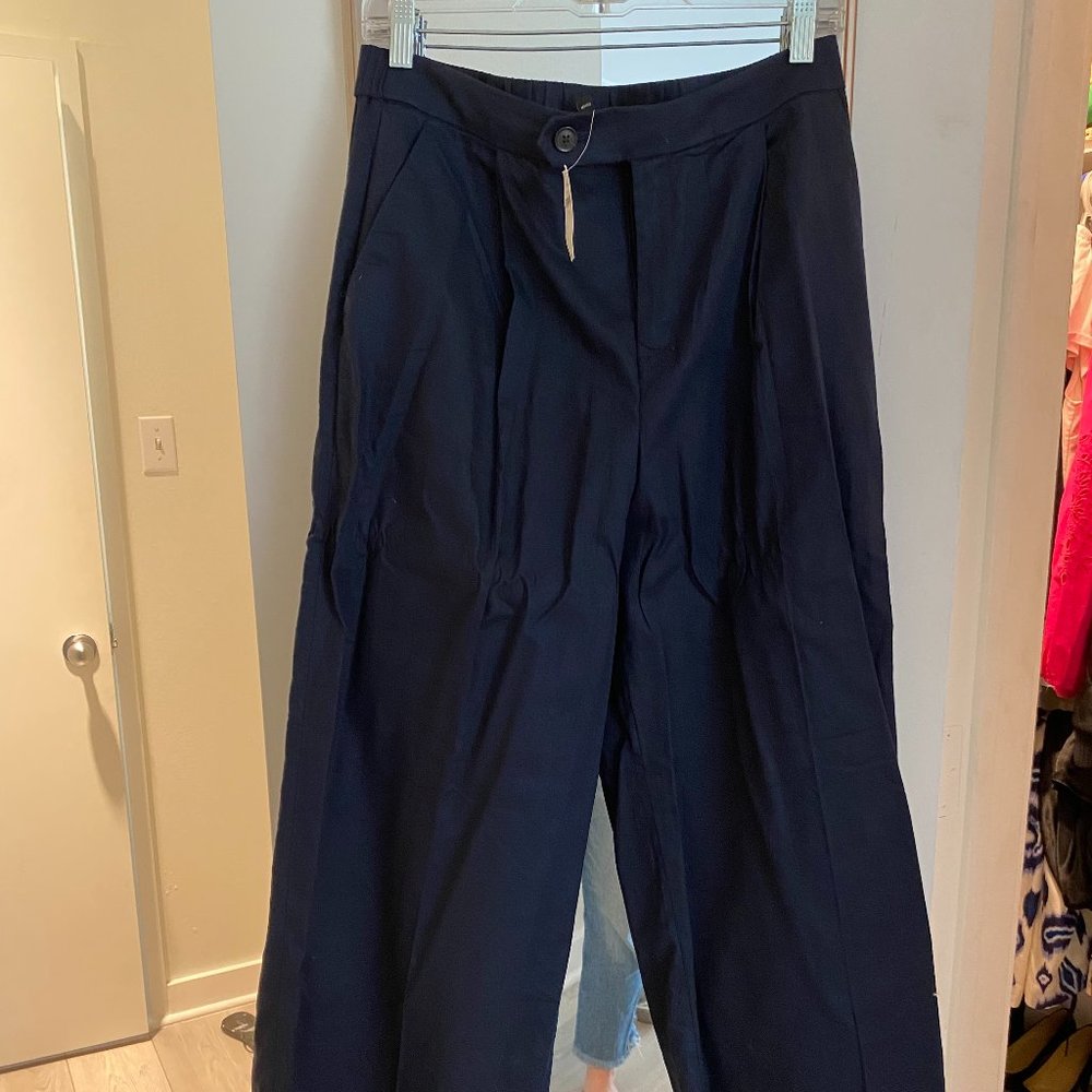 NWT Linen Wide Leg Trouser - Navy - Banana Republic